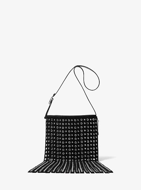 Nolita Small Studded Fringed Suede Messenger Bag