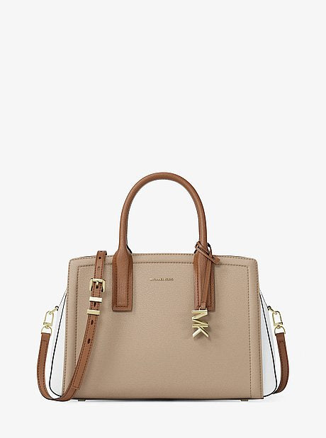 Laila Medium Color-Block Pebbled Leather Satchel