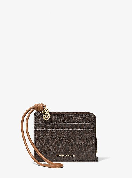 Jet Set Small Signature Logo Card Case Wristlet