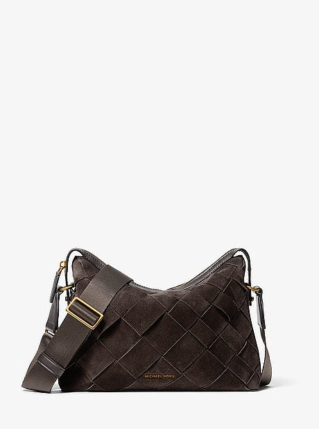 Nicholas Medium Woven Suede Crossbody Bag